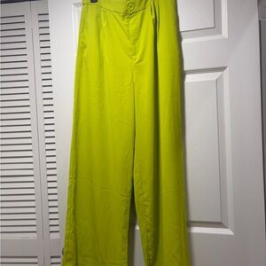 Haute Monde Vibrant Lime Wide Leg Pants